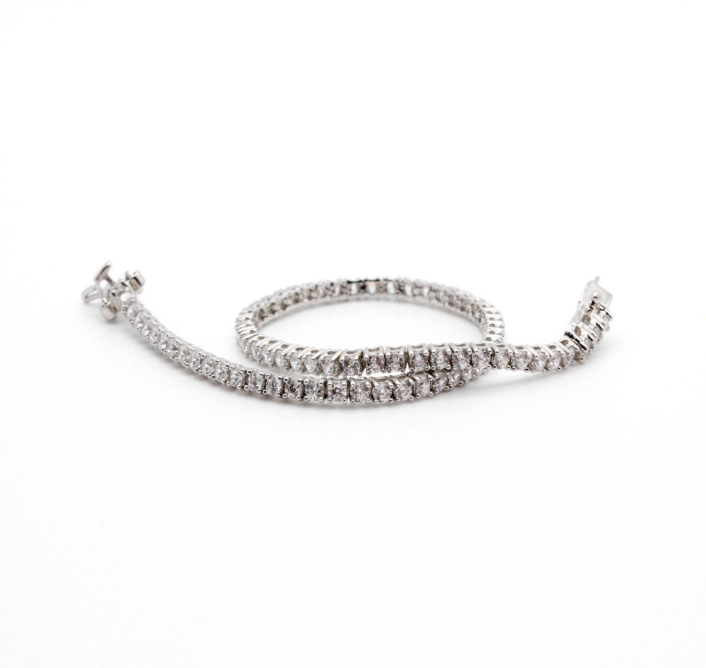 Tennis argento con zirconi bianchi 2mm